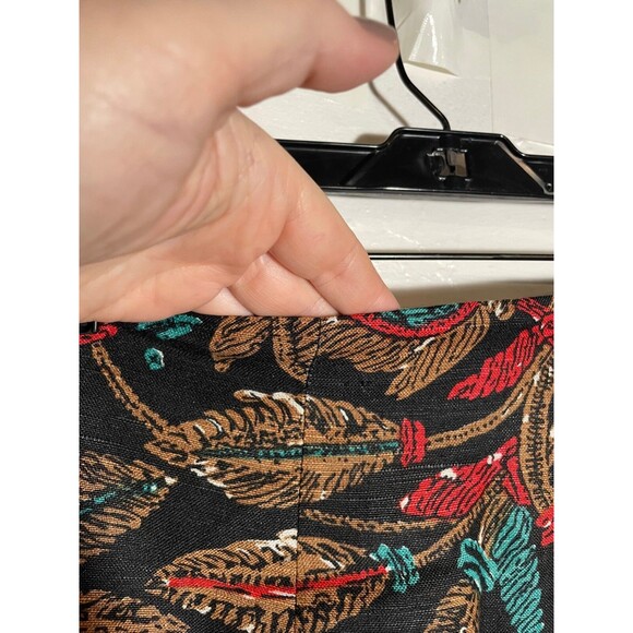 Vintage Anthony Michael Linen Blend Pencil Skirt Floral Leaf Print Black Size 8 - Picture 8 of 12